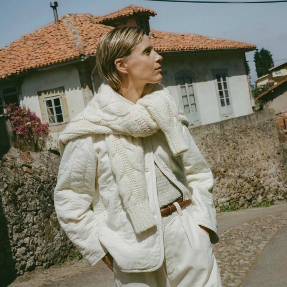 OZMA Quilted Silk Noil Jacket Coat - Picture 2 of 3